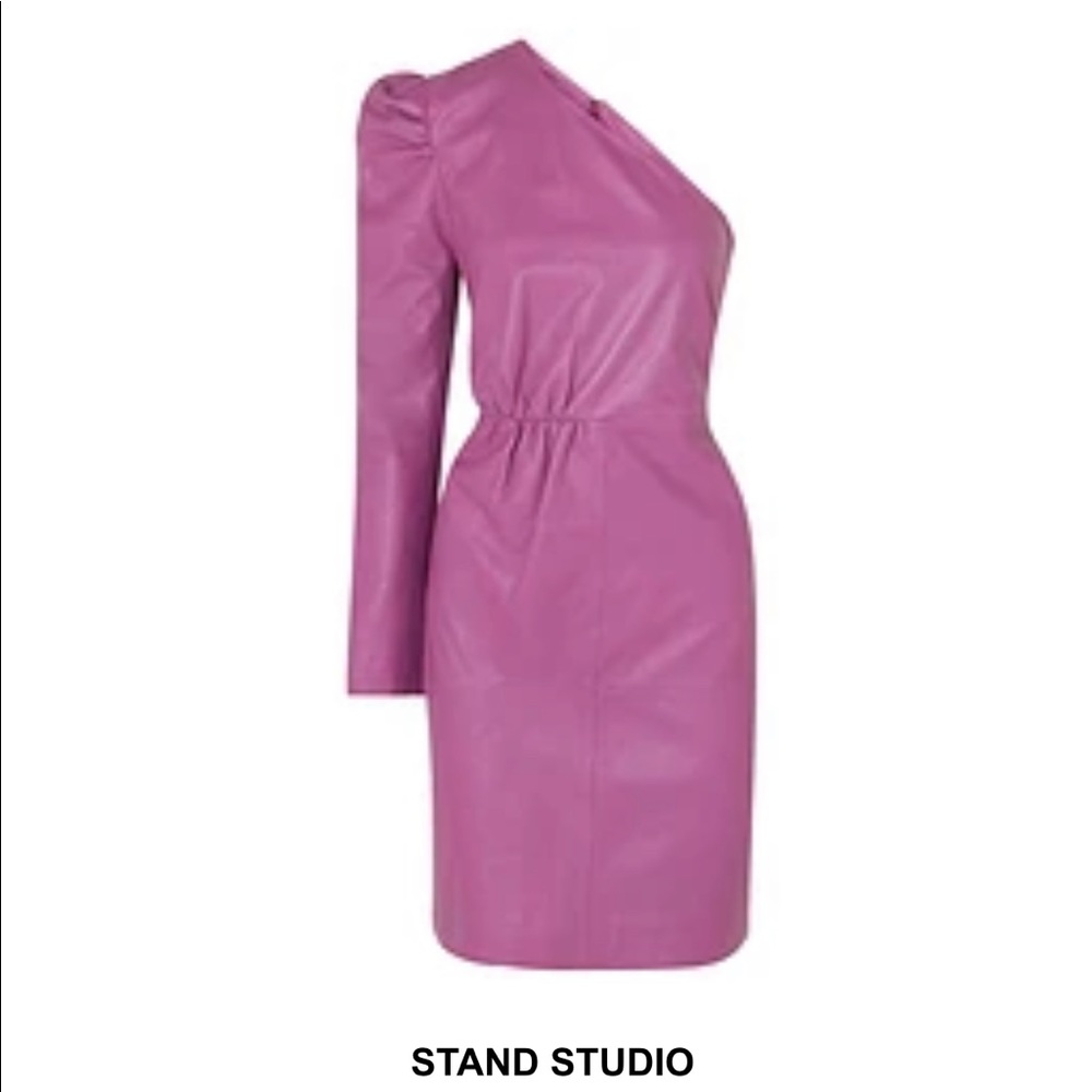 STAND STUDIO
Pernille Teisbaek Kayla one-shoulder leather mini dress